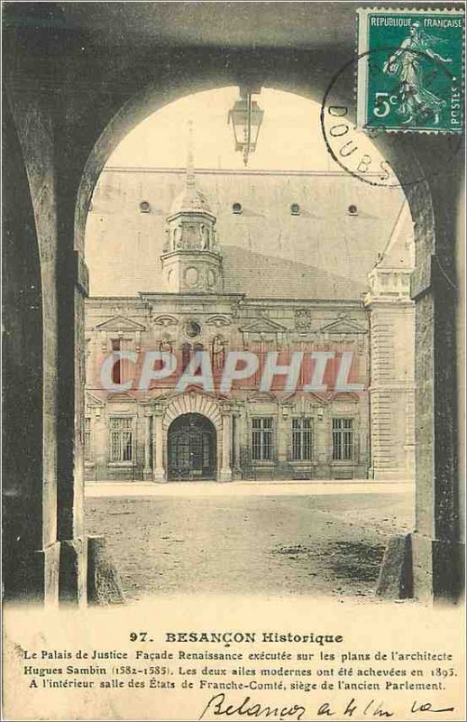 Old Postcard Besancon History The Courthouse