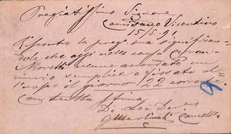 ab4031 -  CARTOLINA  D'EPOCA - Vicenza 1891