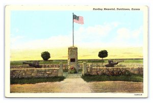 Postcard Harding Memorial Hutchinson Kansas American Flag