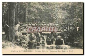 Old Postcard Bois de Vincennes Road Cascades Drum and Rustic Bridge