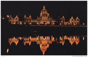 Parliament Buildings at Night, Victoria, British Columbia, Canada, 40´s-60´s