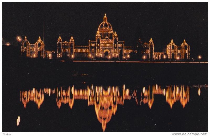 Parliament Buildings at Night, Victoria, British Columbia, Canada, 40´s-60´s