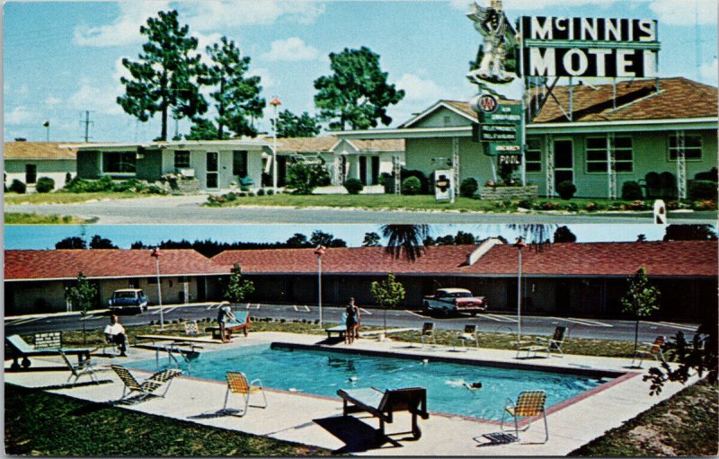 McInnis Motel Fayetteville NC North Carolina Swimming Pool Vintage Postcard H1
