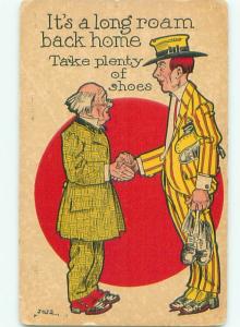 Pre-Linen Comic TWO MEN SHAKING HANDS AB8887