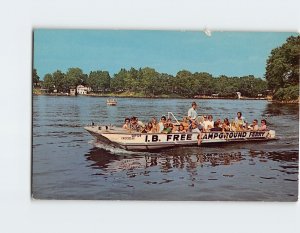 Postcard Free campground ferry, Indiana Beach, Lake Shafer, Monticello, Indiana