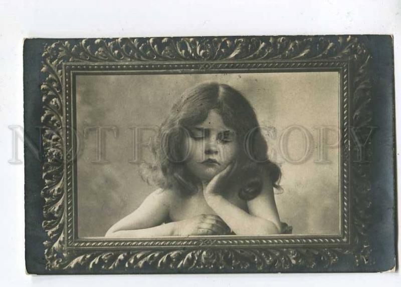 257756 NUDE Curly GIRL Portrait DREAM Vintage PHOTO postcard