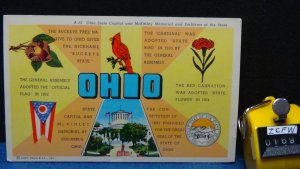 STD Vintage Ohio State Capitol Mckinley Memorial State Emblems Unposted