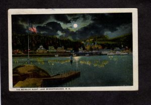 NH Lake Winnepesaukee New Hampshire The Weirs Night View Moonlight Postcard