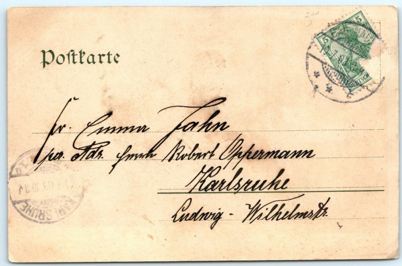 1903 Gruss aus Bad Nauheim, Germany Sprudel Greetings Postcard Ottmar Zieher A29