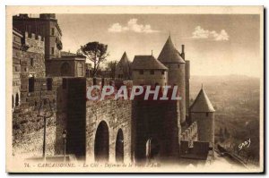 Old Postcard Carcassonne La Cite Defenses Porte d'Aude