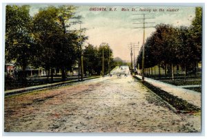 Oneonta New York NY Postcard Main Street Looking Up Viaduct 1908 Vintage Antique