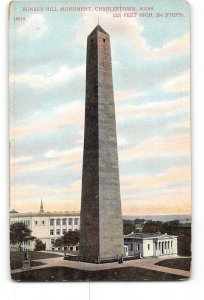 Charlestown Massachusetts MA Postcard 1907-1915 Bunker Hill Monument