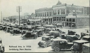 Lordsburg New Mexico, Railroad Ave - Cars, Cars, Cars -  Vintage Postcard