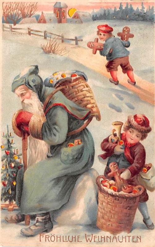 Frohliche Weihnachten Santa Claus Hold To Light postal used unknown close to ...