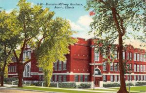 Aurora Illinois Marmion Military Academy Street View Antique Postcard K64327