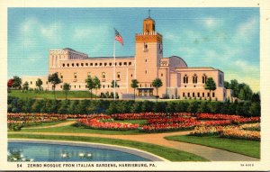 Pennsylvania Harrisburg Zembo Mosque from Italian Gardens Curteich