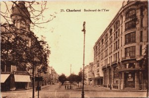 Belgium Charleroi Boulevard de l'Yser Vintage Postcard C215