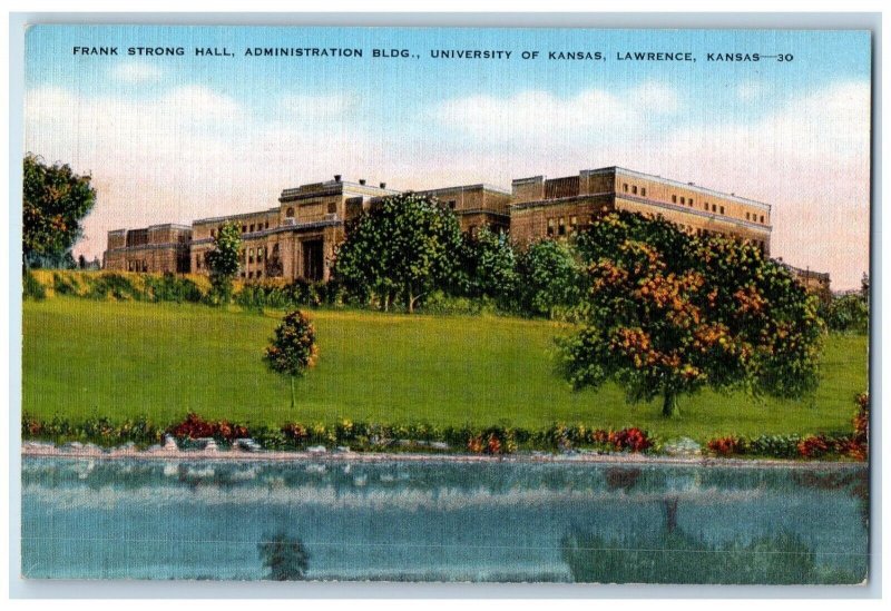 c1940 Frank Strong Hall University Kansas Lawrence Kansas KS Vintage Postcard