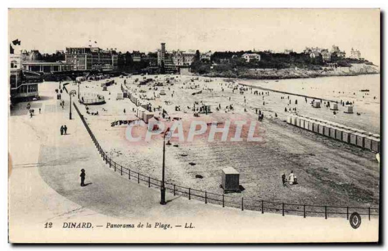 Old Postcard Panorama Dinard the Beach