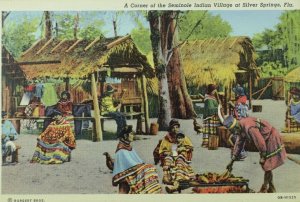 Seminole Indian Village, Silver Springs, Florida Vintage Postcard F71