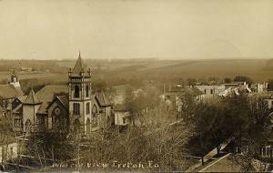 Ireton, Iowa, Birds Eye View with M.E. Church (1913) RPPC