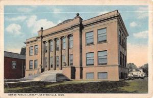 Centerville Iowa Drake Public Library Street View Antique Postcard K14253