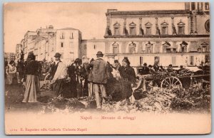 Vtg Napoli Mercato di Erbaggi Market Scene Naples Italy 1905 View Postcard