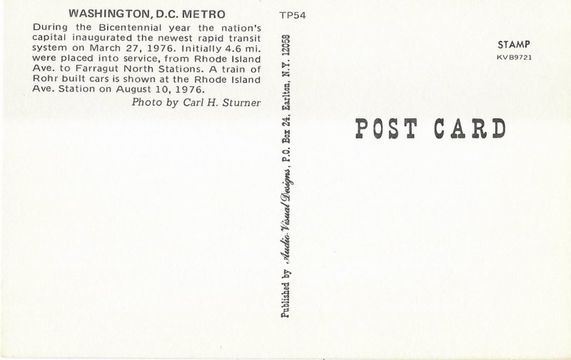 Washington DC Metro Train at Rhode Island Ave Station 1976