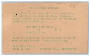 1930 Southland Mill & Elevator Co. Nashville Tennessee TN Posted Postal Card