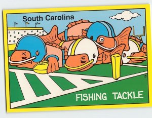 Postcard Fishing Tackle Hooked on Fishing in South Carolina USA Humor Card