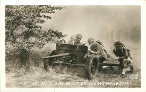 Postcard RPPC M.M. Anti Tank gun in action maneuvers Training soldiers 23-5626