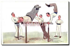 Old Postcard Illustrator Gymnastics