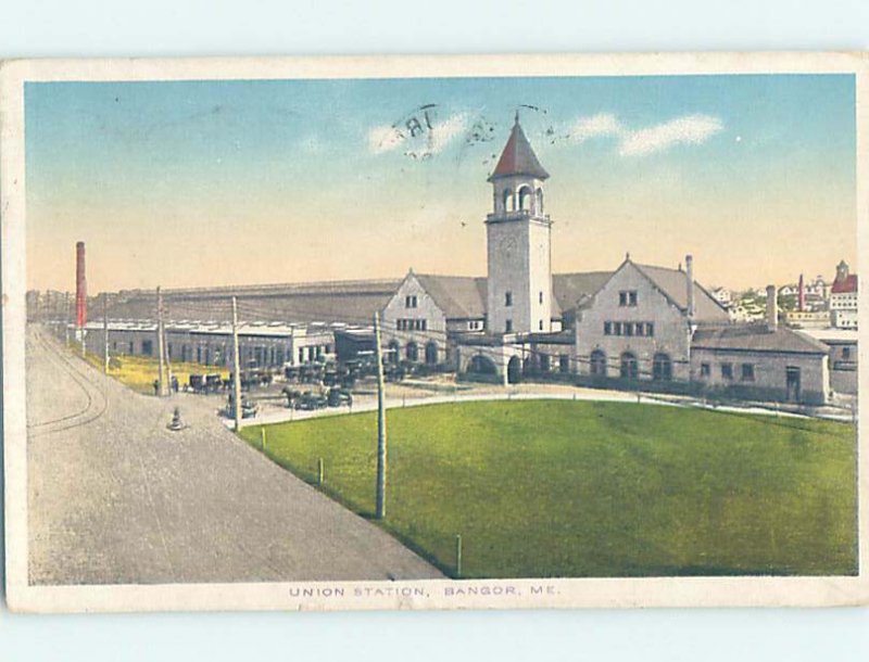 Pre-Chrome TRAIN STATION DEPOT Bangor Maine ME AH6455