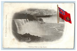 c1910 British Flag, General View of Falls Niagara Falls Canada Postcard