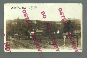 Millville WISCONSIN RPPC 1914 MAIN STREET BEV nr Prairie du Chien Wauzeka TINY!!