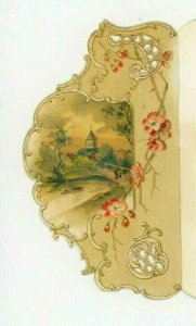 1880s-90s Embossed Die-Cut Christmas Folder Card Paper Lattice Fab! P206