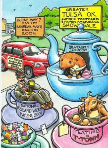 2004 Rick Geary Artist, Mr Weasel's Tea Room, Rt 66, Tulsa, OK, Signed,Postcard 