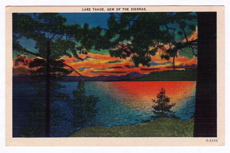 Gem of the Sierras 1930-1945 Lake Tahoe Nevada NV CA California Linen Postcard