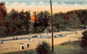 E92/ Newell West Virginia Postcard Newell Park c1910 Crowd Fountain 21