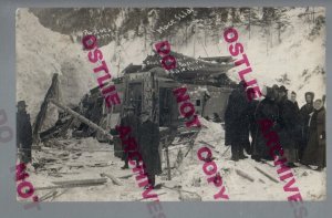 Mace IDAHO RPPC 1910 AVALANCHE Snow Slide DEAD PASCOE FAMILY Ruins House CROWD