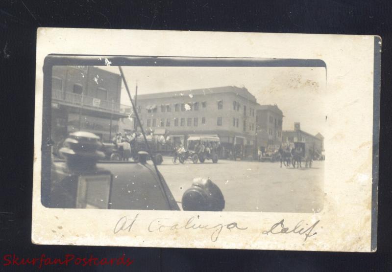 RPPC COALINGA CALIFORNIA DOWNTOWN STREET SCENE PARADE REAL 