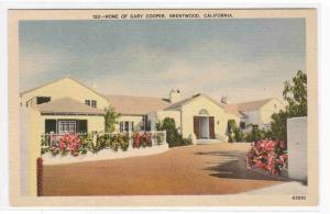 Gary Cooper Movie Actor Home Brentwood California postcard