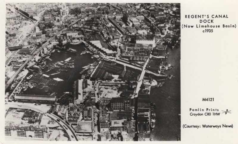 Regents Canal Dock Aerial London RPC Limehouse Basin Postcard