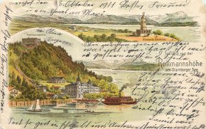 B584 Germany Litho Gruss aus Rottmannshöhe am Starnberger See