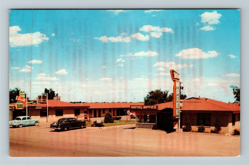Amarillo TX-Texas Skyline Motel Dining Classic Cars Advertising, Chrome Postcard