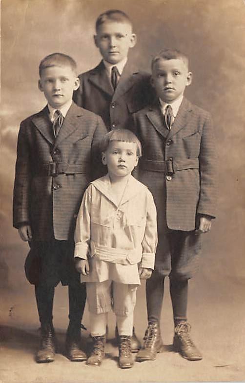 4 Young boys Edward, Charles, Robert, Paul Deen Child, People Photo Writing o...