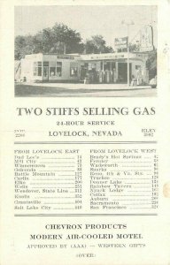 Nevada Lovelock 1940s Gas Station Two Stiffs Selling Postcard Pumps 22-1785 