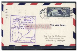 Letter USA 1st Flight Battle Creek Chicago July 17, 1928