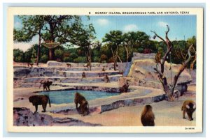 c1940s Monkey Island, Breckenridge Park, San Antonio, Texas TX Postcard