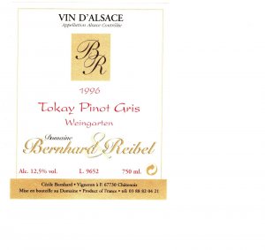 Vin DAlsace, Tokay Pinot Gris 1996, Original Vintage Wine Bottle Label